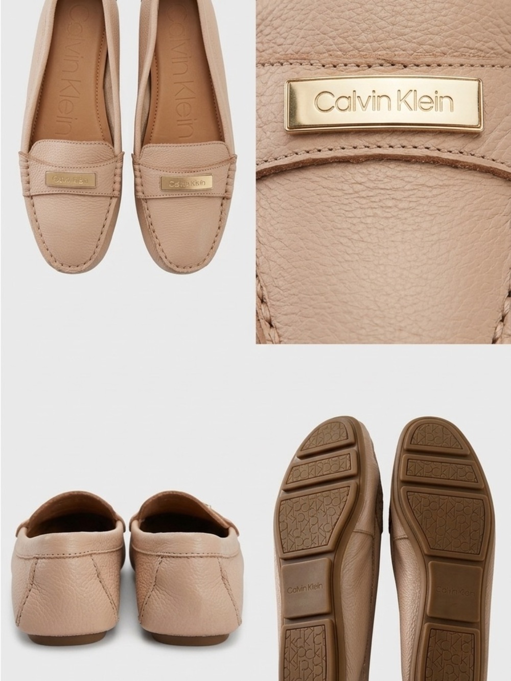 Calvin Klein Edie Nude Leather Driving Mocs Size 7.5
